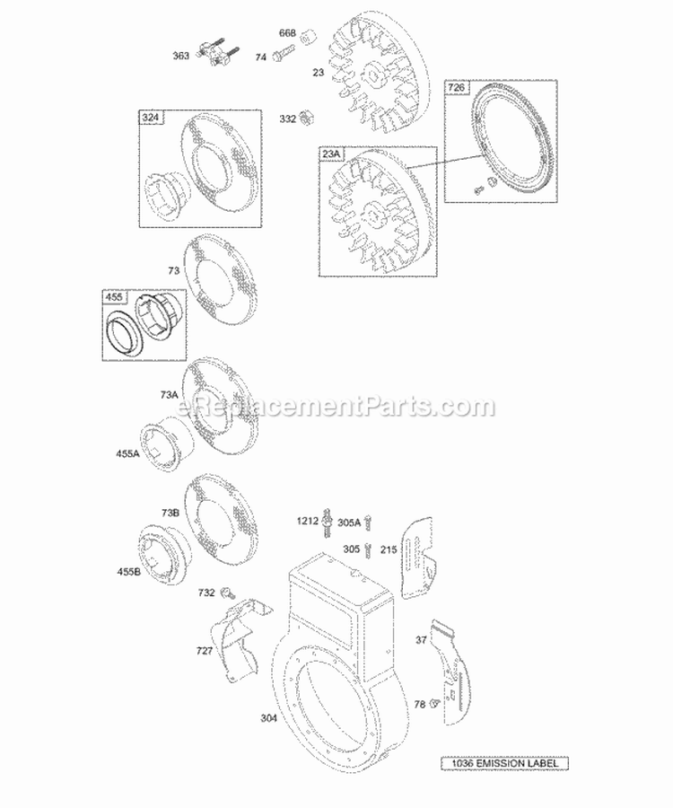 Blower HousingShrouds Flywheel Diagram and Parts List for 135432-0120-02  Briggs and Stratton Engine